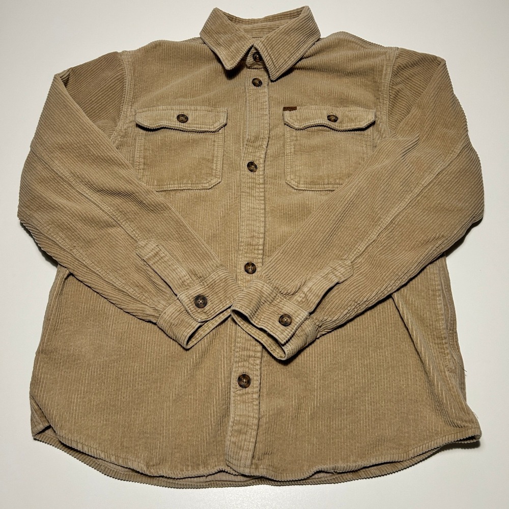 Buffalo David Bitton Mens Tan Corduroy Button Down Shirt Large Khaki Long Sleeve